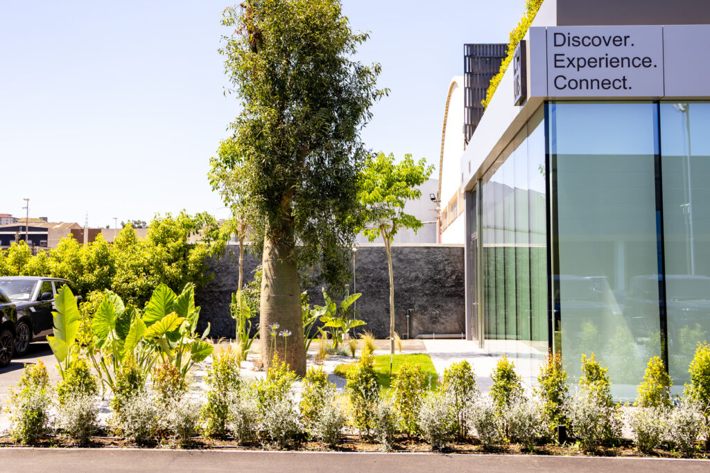 Giardino aziendale progettato per showroom e uffici